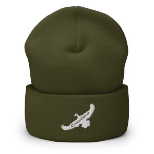 Cuffed White Logo Beanie