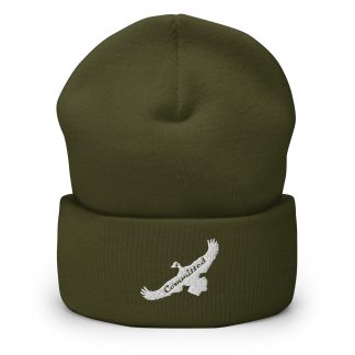 Cuffed White Logo Beanie